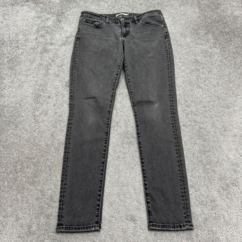 Levi's 711 Skinny Denim Jeans Womens 29 Gray Charcoal Wash Mid Rise Stretch